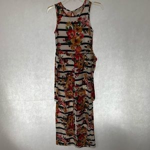 Dream Girl Floral/Stripe Tank Top Jumpsuit. SZ 12